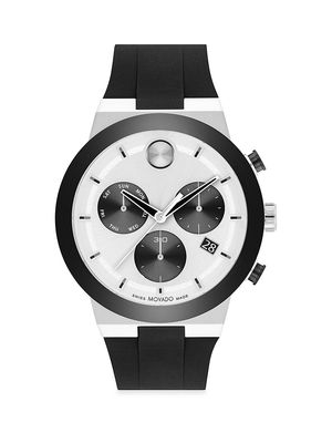 Men's Bold Fusion Silicone Strap Chronograph Watch - Silver - Silver