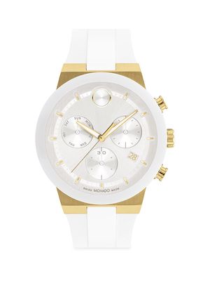 Men's Bold Fusion Silicone Strap Chronograph Watch - White - White