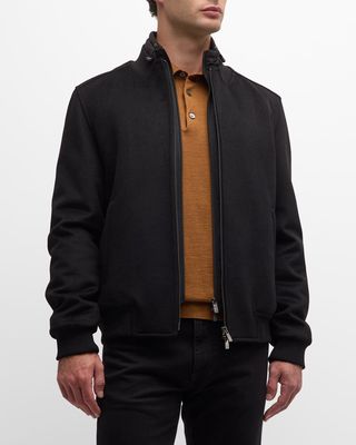 Men's Bomber Jacket with Adjustable Collar