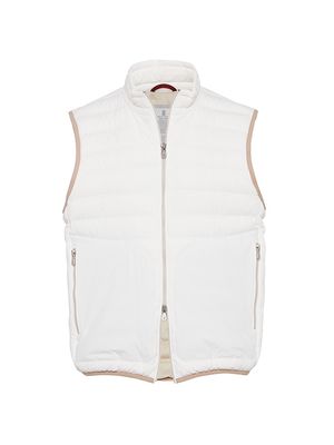 Men's Bonded Nylon Lightweight Down Vest - Off White - Size Small