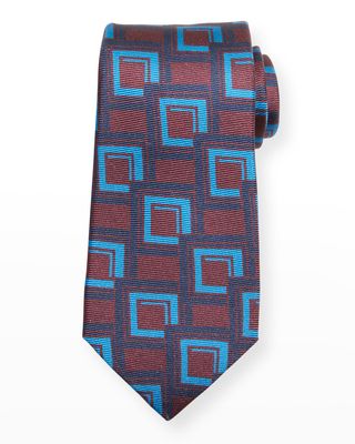 Men's Bordeaux Geometric Silk Tie