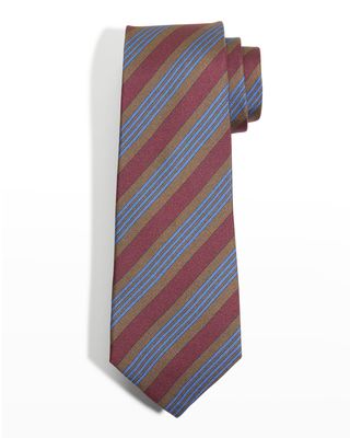 Men's Bordeaux Stripe Silk Tie