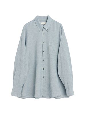 Men's Borrowed Button-Down Shirt - Mid Blue - Size 46 - Mid Blue - Size 46
