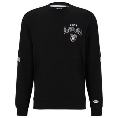 Men's BOSS X NFL Black/White Las Vegas Raiders Drive Crew Neck Pullover Sweatshirt