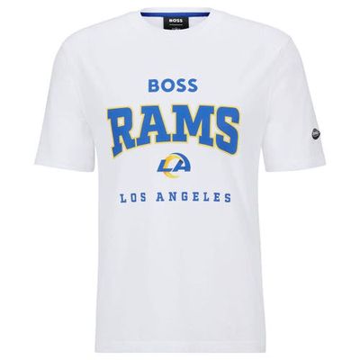 Men's BOSS X NFL White Los Angeles Rams Huddle T-Shirt