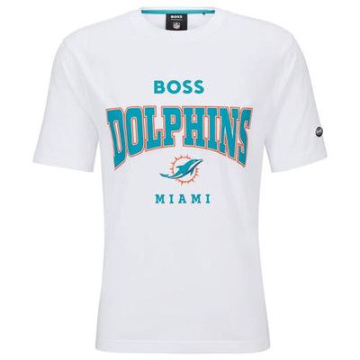Men's BOSS X NFL White Miami Dolphins Huddle T-Shirt