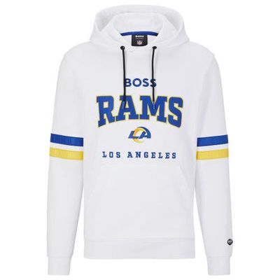 Men's BOSS X NFL White/Royal Los Angeles Rams Touchdown Pullover Hoodie