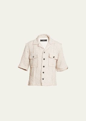 Men's Boucle Tweed Button-Down Shirt