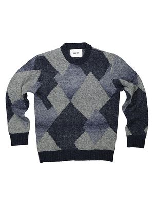 Men's Brady Intarsia Wool-Blend Sweater - Grey Melange - Size Small