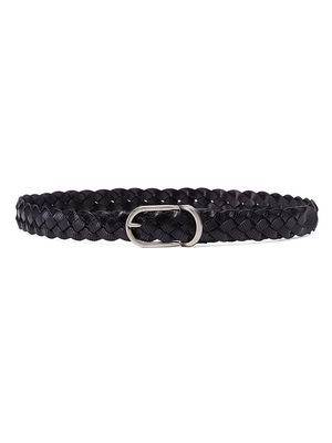 Men's Braided Etched Calfskin Belt - Black - Size 50