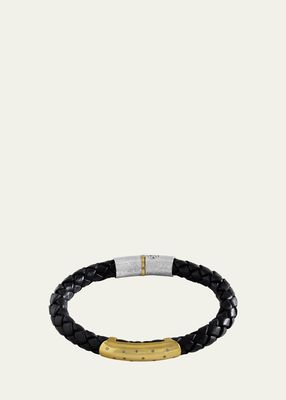 Men's Braided Leather Bracelet with Diamonds