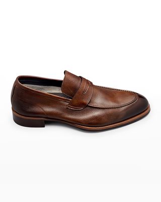 Men's Brera Burnished Leather Penny Loafers