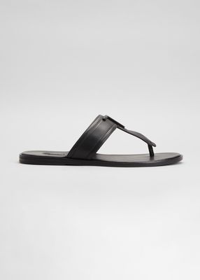 Men's Brighton TF-Logo Leather Slide Sandals