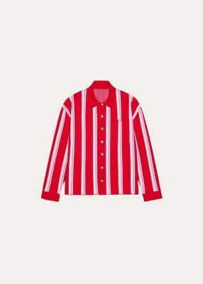 Men's Broad Stripe Knit Button-Down Shirt