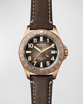 Men's Bronze Automatic GMT Watch with Leather and Nylon Straps