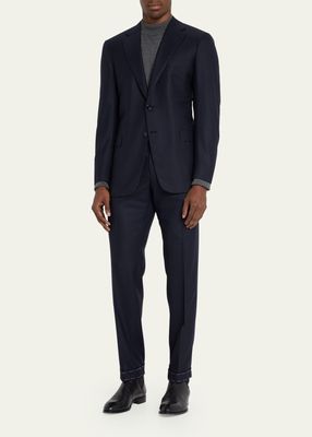 Men's Brun Wool Micro Check Suit