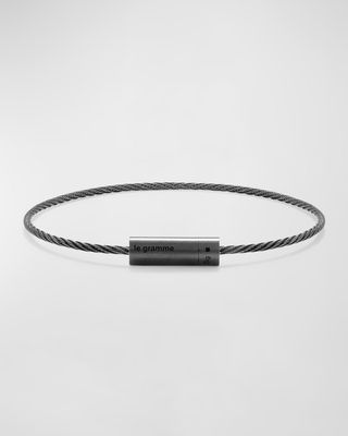Men's Brushed Black Ceramic Cable Bracelet
