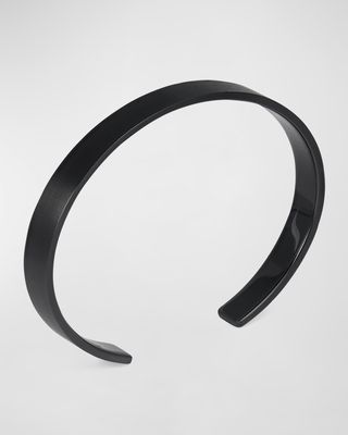 Men's Brushed Black Titanium Ribbon Cuff Bracelet