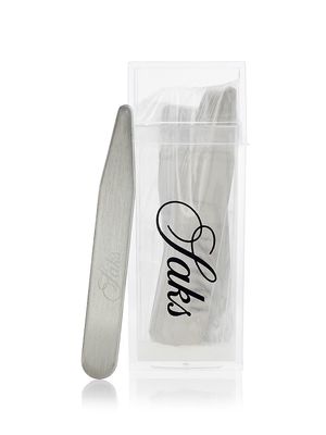 Men's Brushed Steel Collar Stays - Silver - Silver