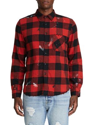 Men's Buffalo Check Work Shirt - Red Black - Size XXL - Red Black - Size XXL