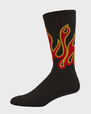Men's Burning Flames Crew Socks
