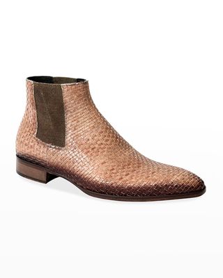 Men's Burnished Woven Chelsea Boots