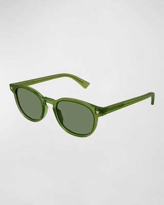 Men's BV1253S Acetate Round Sunglasses
