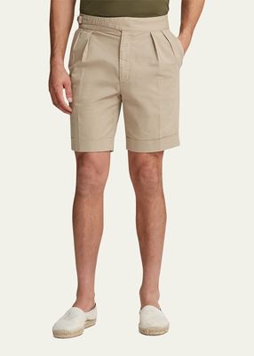 Men's Byron Pleated Side-Buckle Chino Shorts