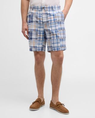 Men's Cabana Madras Cotton Flat-Front Shorts