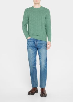 Men's Cable-Knit Cashmere Crewneck Sweater