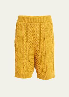 Men's Cable-Knit Cotton Shorts