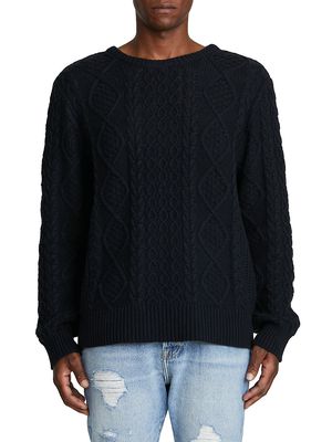 Men's Cable Knit Crewneck Sweater - Black - Size Small - Black - Size Small