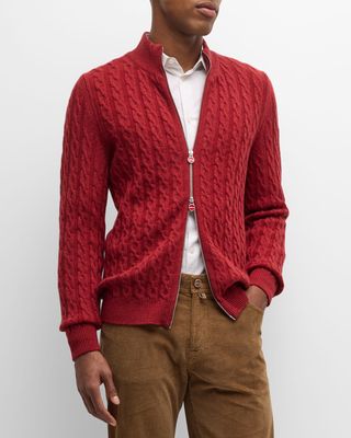 Men's Cable Knit Full-Zip Sweater