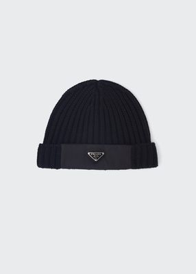 Men's Cable-Knit Logo Beanie Hat