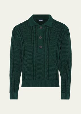 Men's Cable-Knit Sweater with Sailor Collar