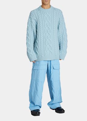 Men's Cable-Knit Wool Sweater