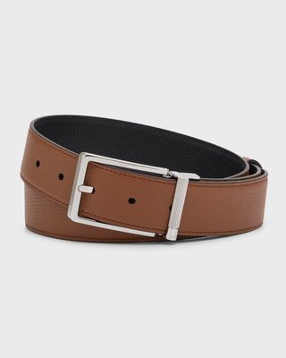 Men's Cadogan Reversible Leather Roller-Buckle Belt