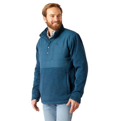 Men's Caldwell Reinforced Snap Sweater in Majolica Blue, Size: Large_Tall by Ariat