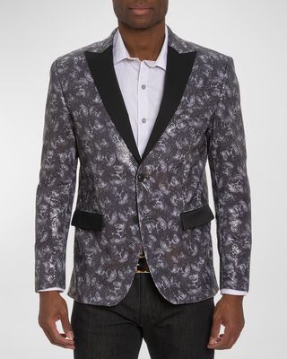 Men's Calo Sequin Skull-Print Sport Coat