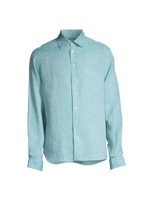 Men's Camicia Classica Linen Shirt - Powder Blue - Size Small - Powder Blue - Size Small