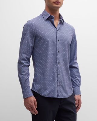 Men's Camicia Micro-Print Stretch Sport Shirt