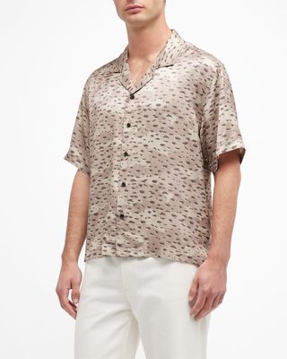 Men's Camo Leopard Camp Shirt