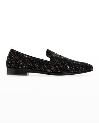 Men's Camoscio Rhinestone-Embellished Loafers