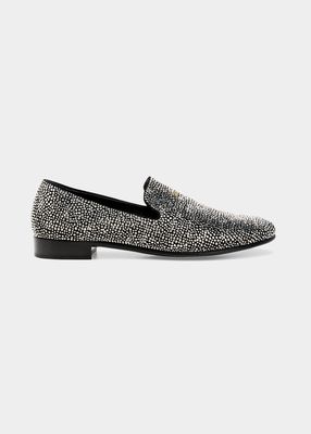 Men's Camoscio Rhinestone-Embellished Suede Loafers