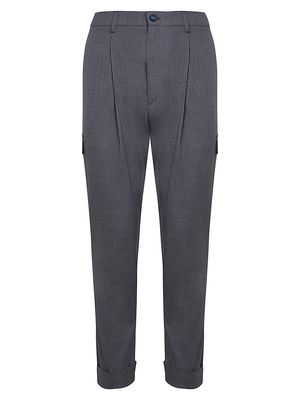 Men's Cargo-Style Wool Trousers - Medium Grey - Size 32 - Medium Grey - Size 32