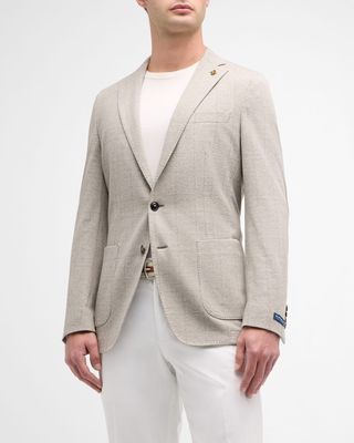 Men's Carova Wool-Cotton Houndstooth Soft Sport Coat