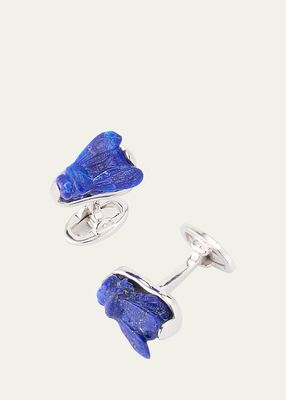 Men's Carved Blue Lapis Bee Cufflinks