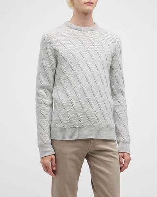 Men's Cashmere Basketweave Crewneck Sweater