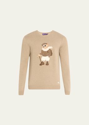 Men's Cashmere Bear-Patch Sweater