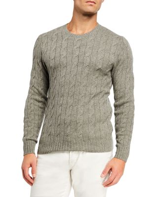Men's Cashmere Cable-Knit Crewneck Sweater